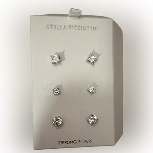 Three pairs of stud earrings in sterling silver by Stella Picciotto
